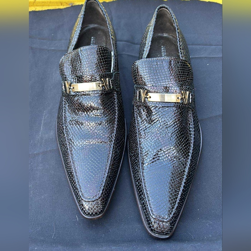 Versace Collection Black Python Leather Loafers - image 1
